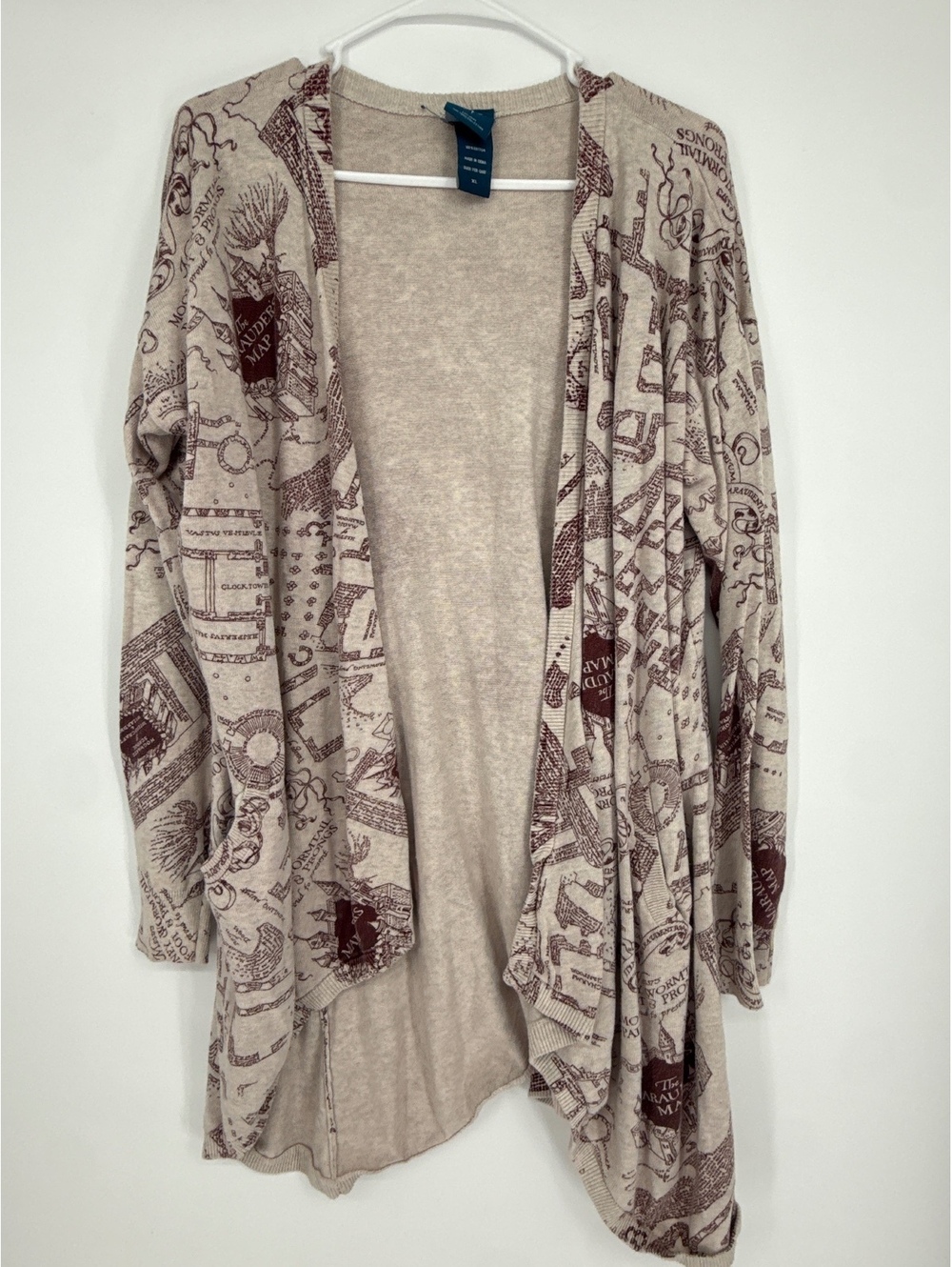Hot Topic Exclusive Harry Potter Map Print Cardigan Sweater XL